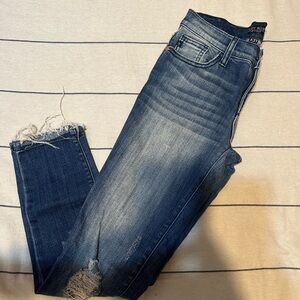 Judy Blue Dark Wash Distressed Ankle Jeans